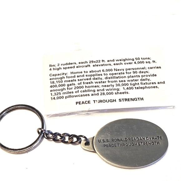 USS Ronald Reagan CVN-76 Peace Through Strength Keychain - Picture 3 of 6
